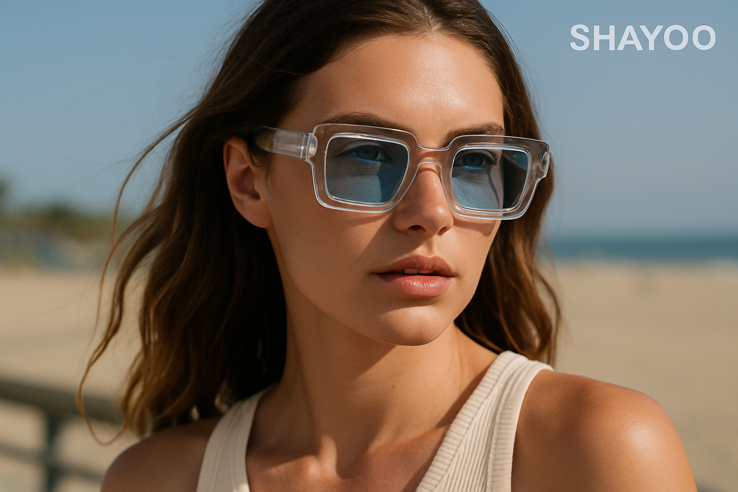 Personne portant transparent/bleu